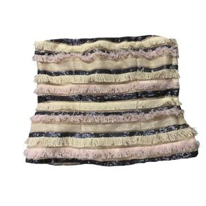 W Worth Womens Strapess Tube Top 2 Pink Blue Sequin Fringe Boho Gypsy Dainty